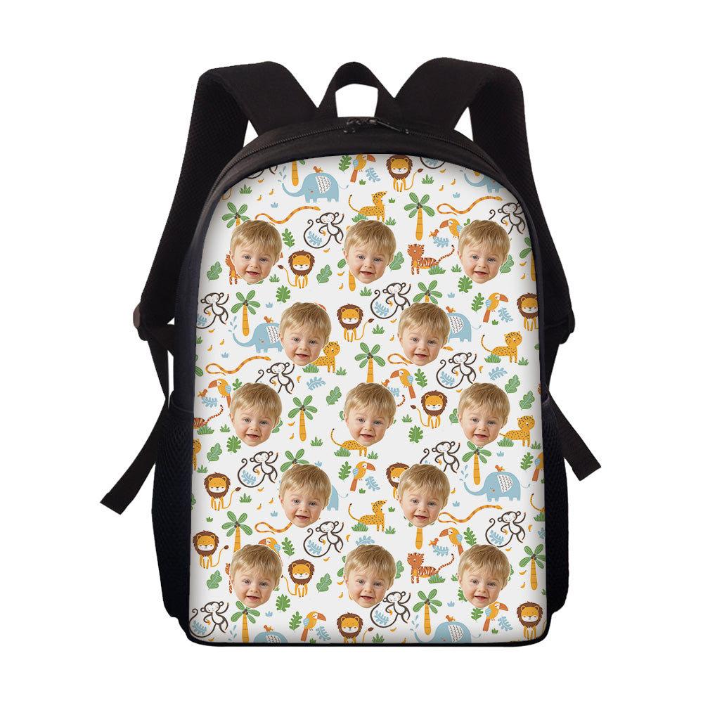 Custom Face Backpack Personalised Animal School Bag for Kids - MyFaceTshirt