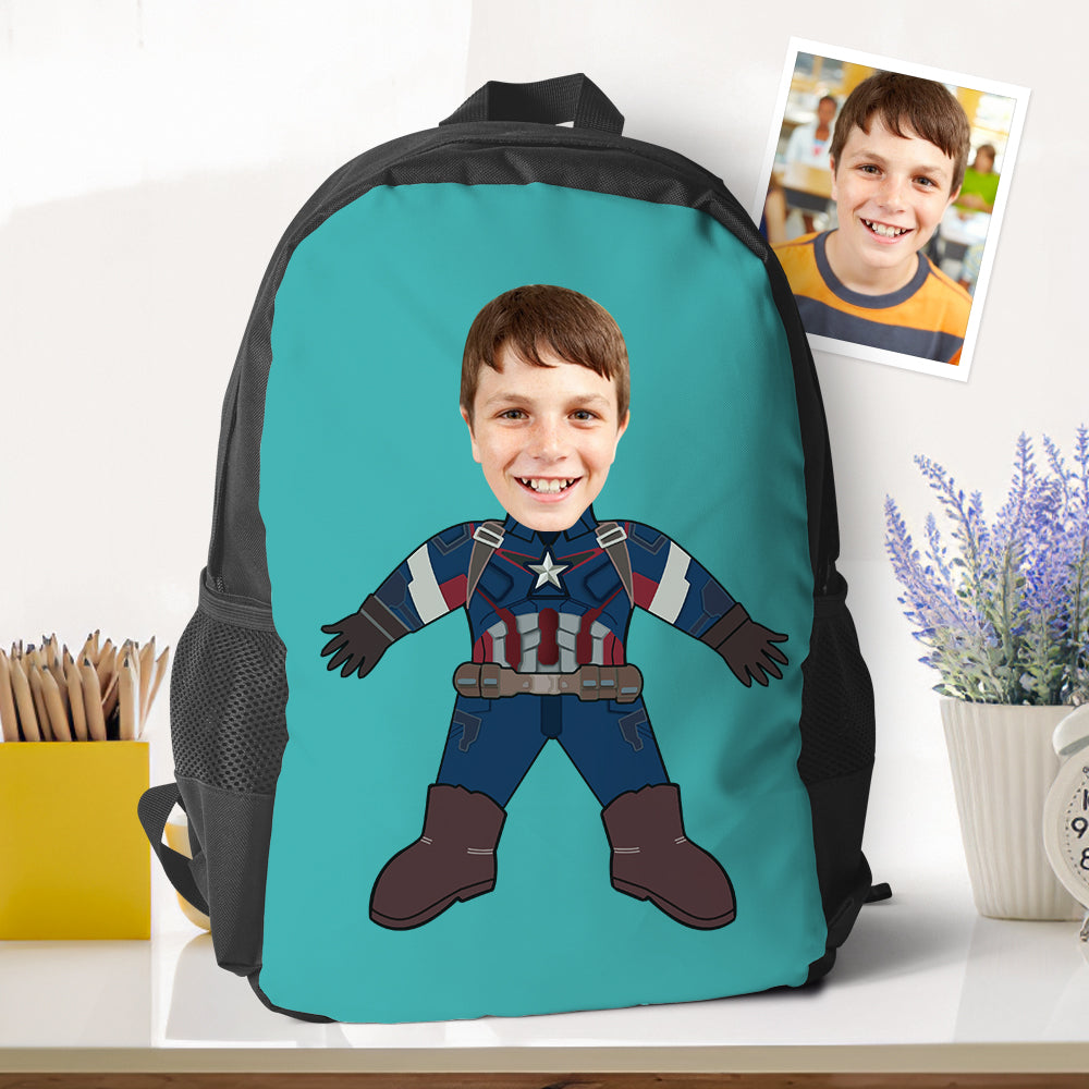 Customizable Super Captain American Minime Backpacks Back To School Gifts For Kids Boys Gifts - MyFaceTshirt