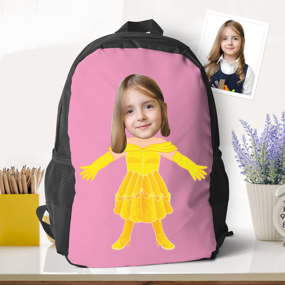 Personalized Belle Photo Backpacks Minime Bookbags Back To School Gifts For Girls Gifts - MyFaceTshirt