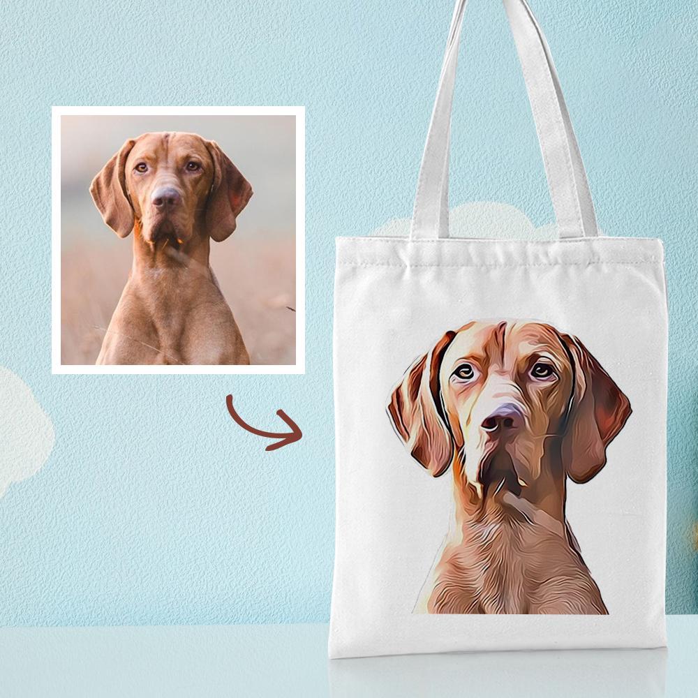 Custom Pet Portrait Canvas Tote Bag Personalized Canvas Bags DIY Gift - MyFaceTshirt