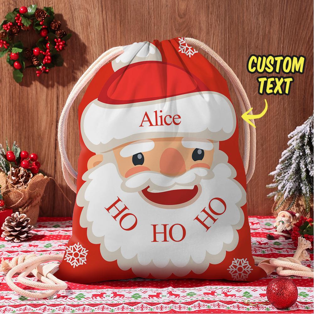 Custom Engraved Bag Cute Santa Christmas Sack Bag Gift for Boys & Girls - MyFaceTshirt
