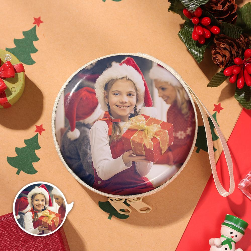 Custom Photo Round Mini Bag Travel Storage Bag Christmas Gift for Girl - MyFaceTshirt