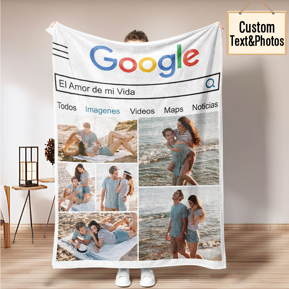 Personalized Picture And Engravable Blanket With Search Pattern Amazing Gift For Couples