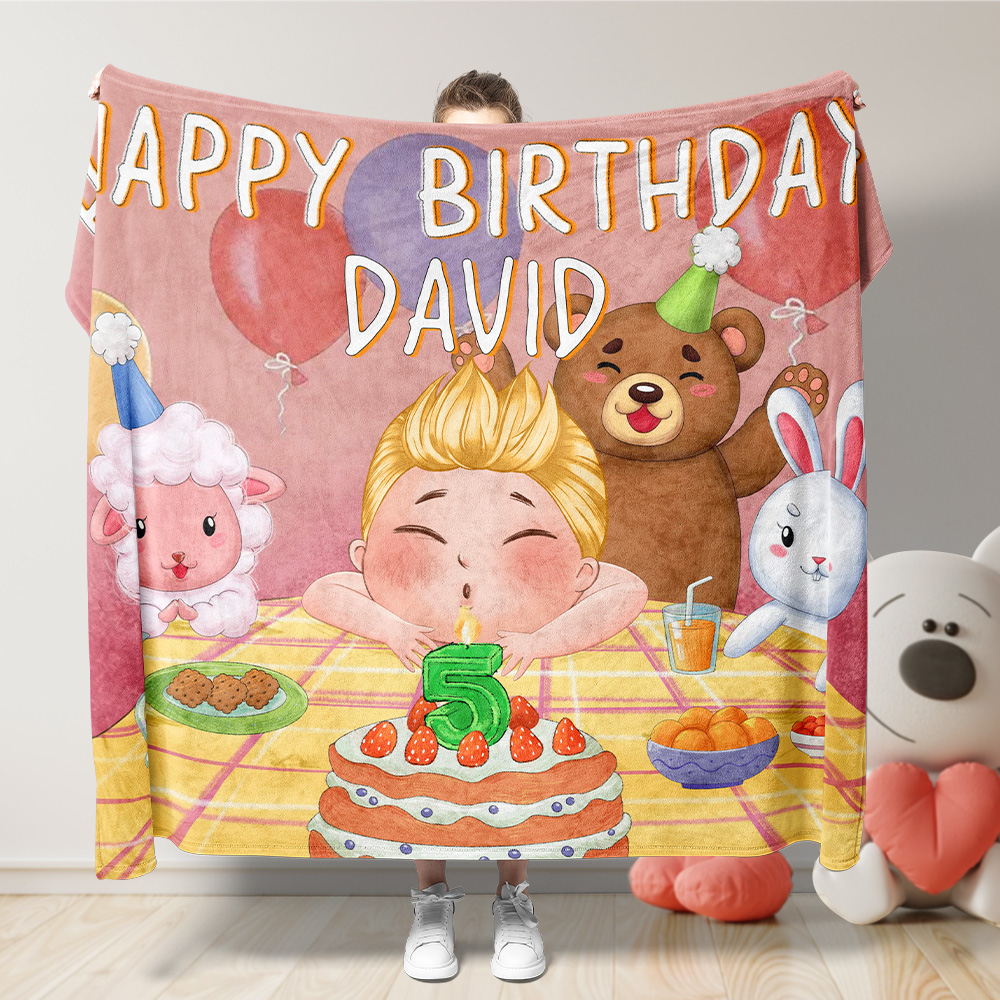 Custom Blanket Happy Birthday Gift for Kids