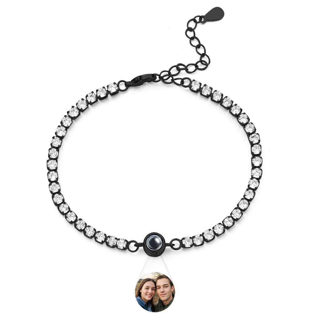 Custom Projection Tennis Photo Bracelet Personalized Trendy Circle Photo Bracelet Gifts For Him - MyFaceTshirt