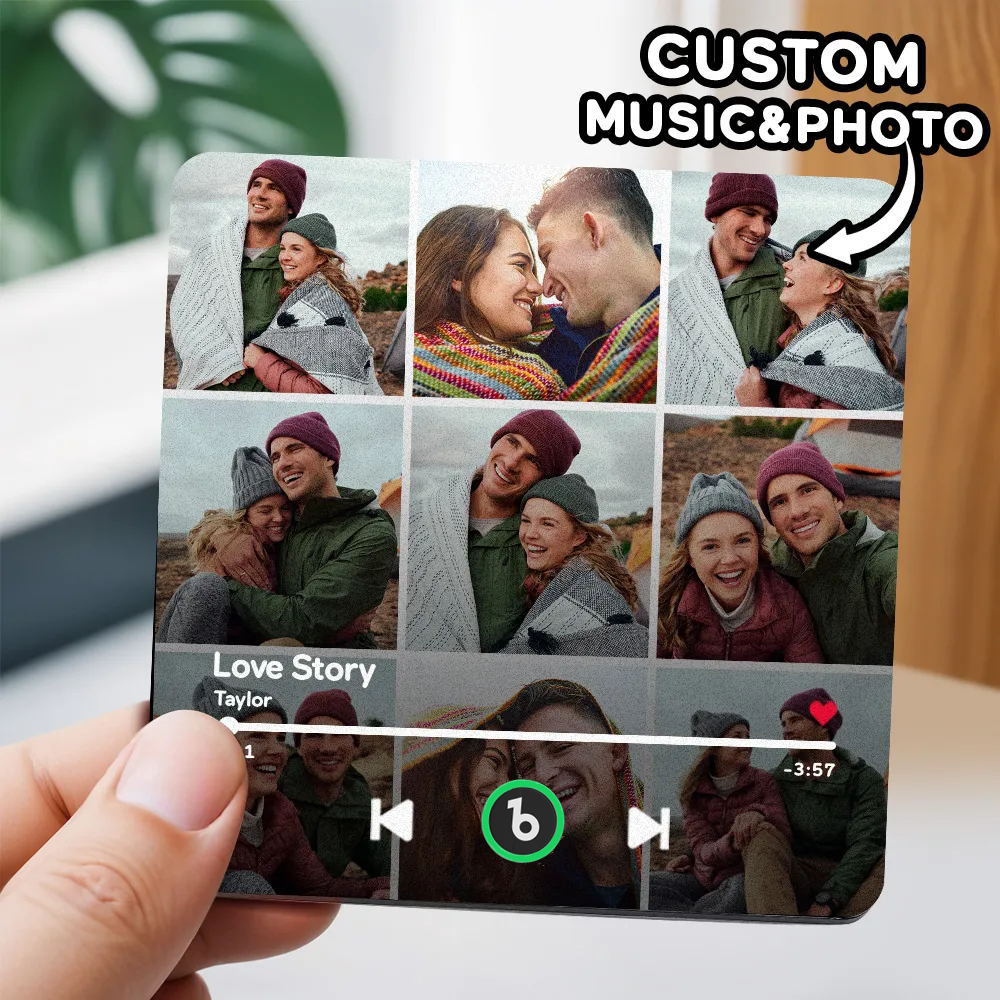 Customized Multiple Photo Music Fridge Magnet Can Play Songs and Adjust Volume Personalised Photo Fridge Magnet - MyFaceTshirt