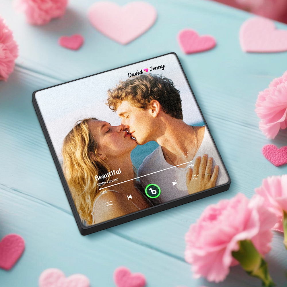 Custom Music Fridge Magnet Personalized Gift with Recordable Voice Photo Unique Anniversary Wedding Valentine Present for Her Him Couples