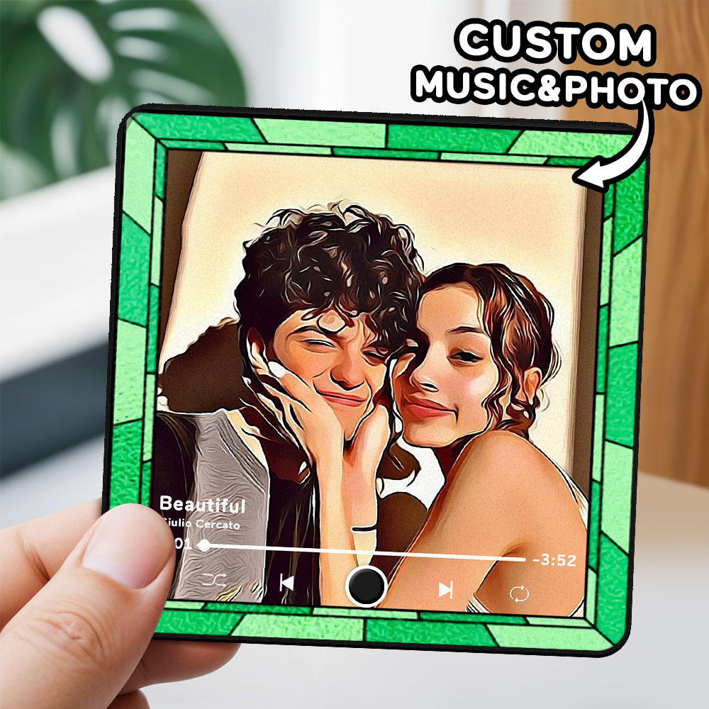 Personalized Music Fridge Magnet Multicolor Frame Cartoon Style Photo Fridge Magnet Gift Can Play Music - MyFaceTshirt