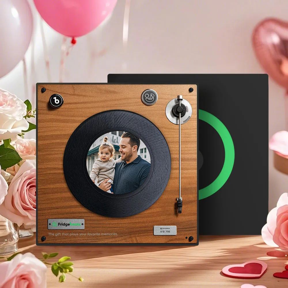 New 5.0 Upgrade Custom Music And Photo Fridge Magnet Personalized Vintage Record Fridge Magnet Father's Day Gifts - MyFaceTshirt