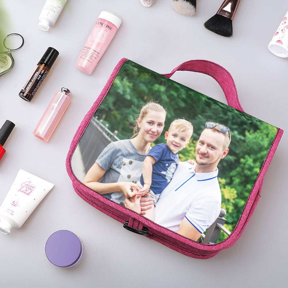 Custom Photo Hanging Toiletry Bag Personalized Cosmetic Makeup Travel Organizer for Men and Women - MyFaceTshirt