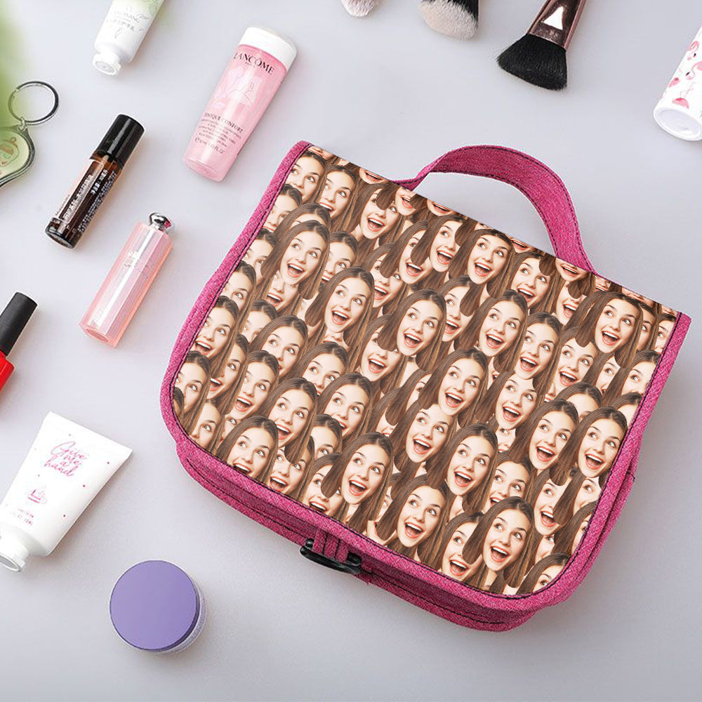 Custom Face Hanging Toiletry Bag Personalized Cosmetic Makeup Travel Organizer for Men and Women - MyFaceTshirt