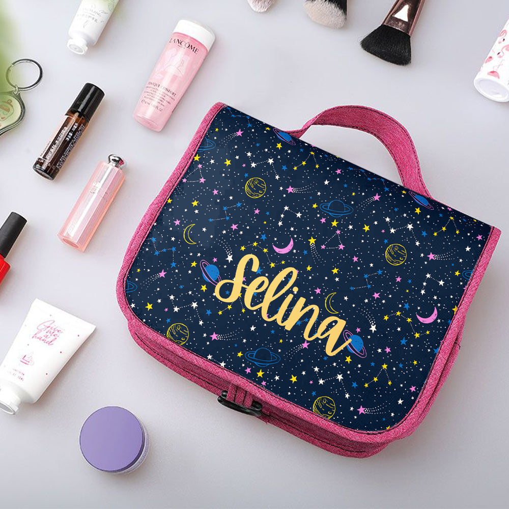 Custom Hanging Toiletry Bag Personalized Starry Sky Cosmetic Makeup Travel Organizer for Men and Women - MyFaceTshirt