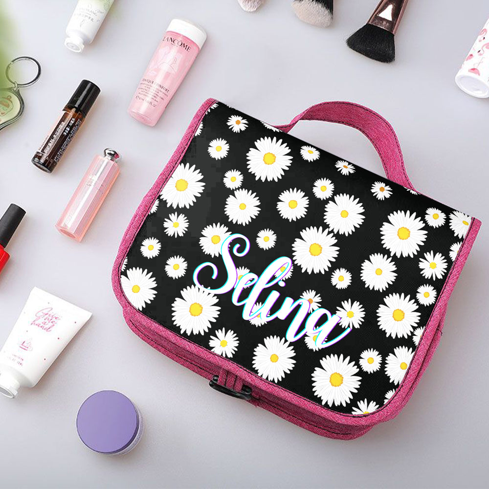 Custom Hanging Toiletry Bag Personalized Little Daisy Cosmetic Makeup Travel Organizer for Men and Women - MyFaceTshirt