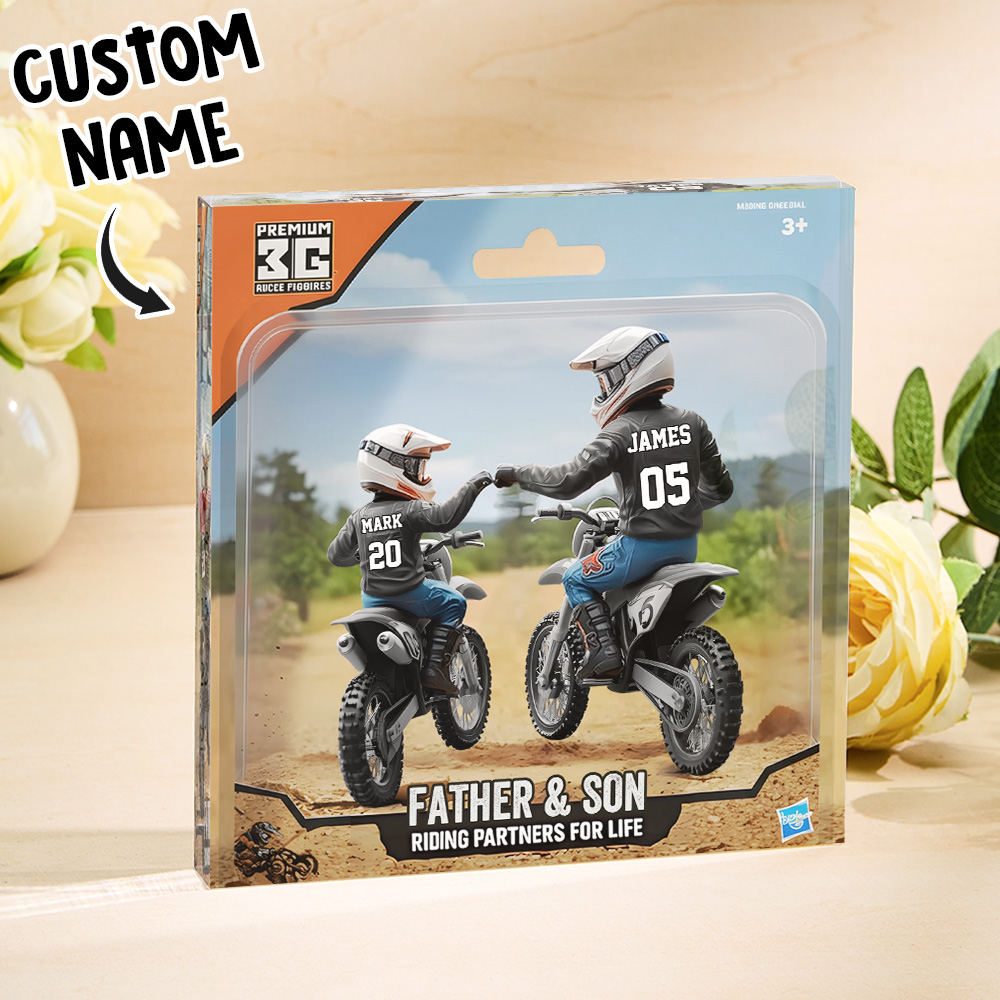 Dirt Bike Dad And Kid - Personalized Dirt Bike Shaped Acrylic Plaque