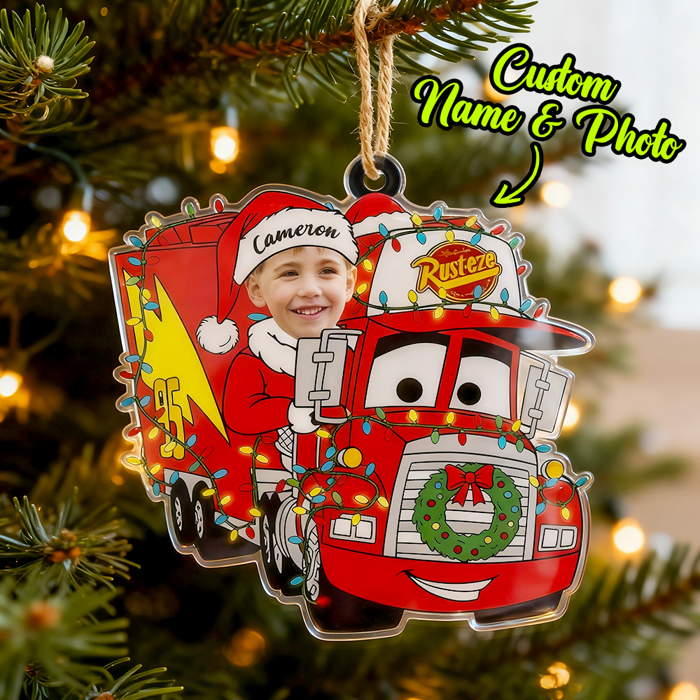 Personalized Disney Cars Acrylic Christmas Ornament for Kids,Kids Name Christmas Ornament,Custom Photo Character Lightning McQueen Tow Mater