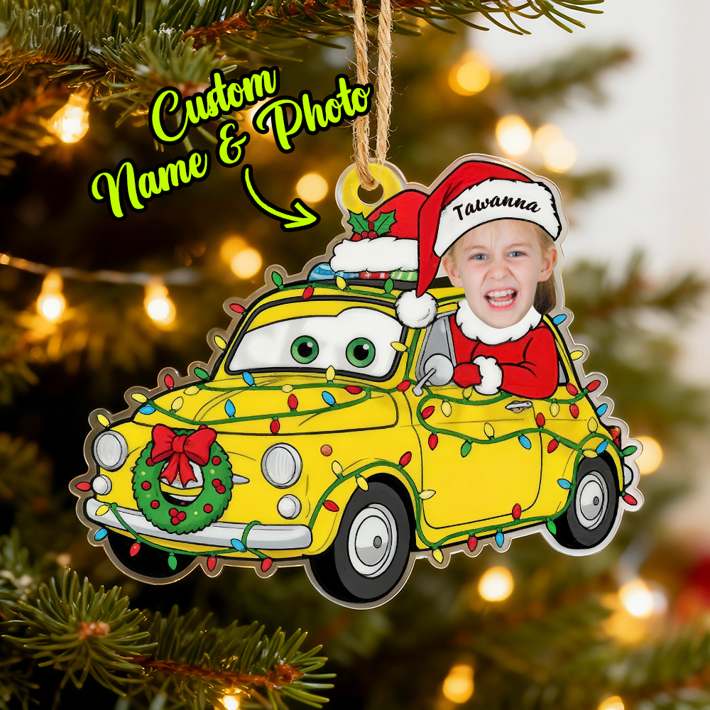 Personalized Disney Cars Acrylic Christmas Ornament for Kids,Kids Name Christmas Ornament,Custom Photo Character Lightning McQueen Tow Mater