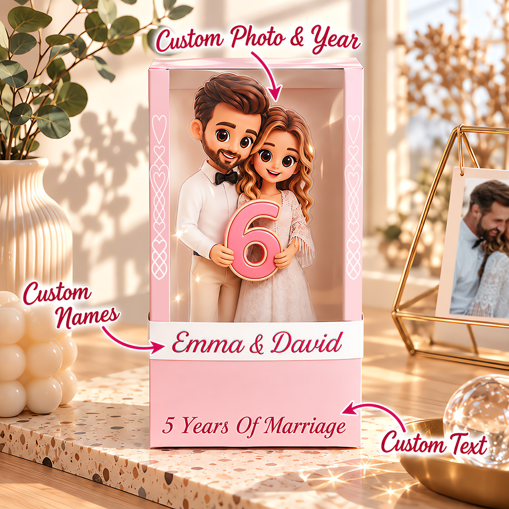 Custom Cartoon Photo Happy Anniversary Plaque - 2D Flat Personalized Couple Anniversary Keepsake Gift Acrylic Plaque - MyFaceTshirt