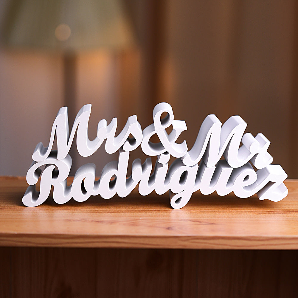Personalized 3D Print Last Name Sign Custom Wedding Family Name Sign Wedding Tabletop Centerpieces for Wedding and Home - MyFaceTshirt