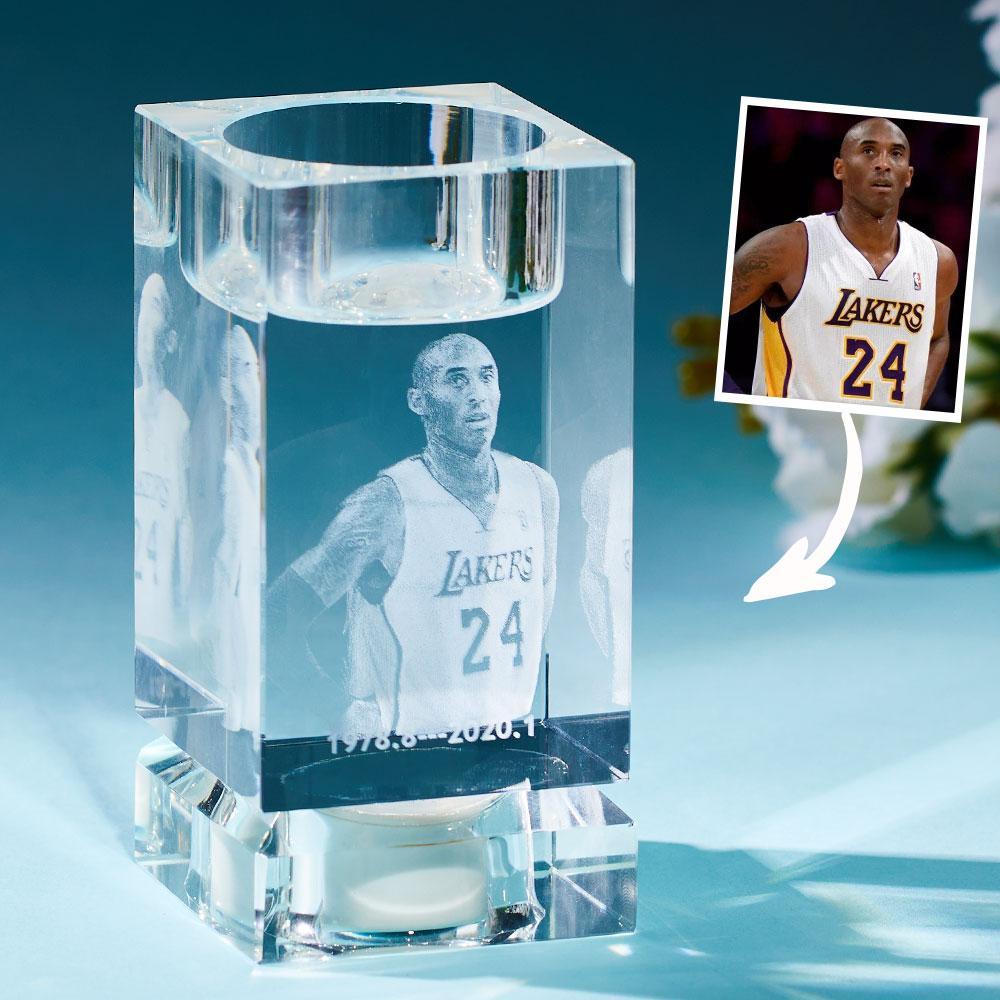Crystal Candle Holder with LED Base Custom Candles Holder Souvenir for Lost R.I.P. Kobe Bryant Black Mamba - MyFaceTshirt