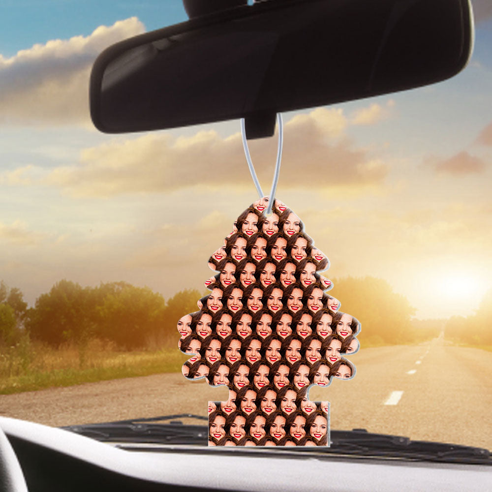 Personalized Small Tree Hanging Car Air Freshener Gift Custom Air Freshener with Essential Oils for Women Man - MyFaceTshirt