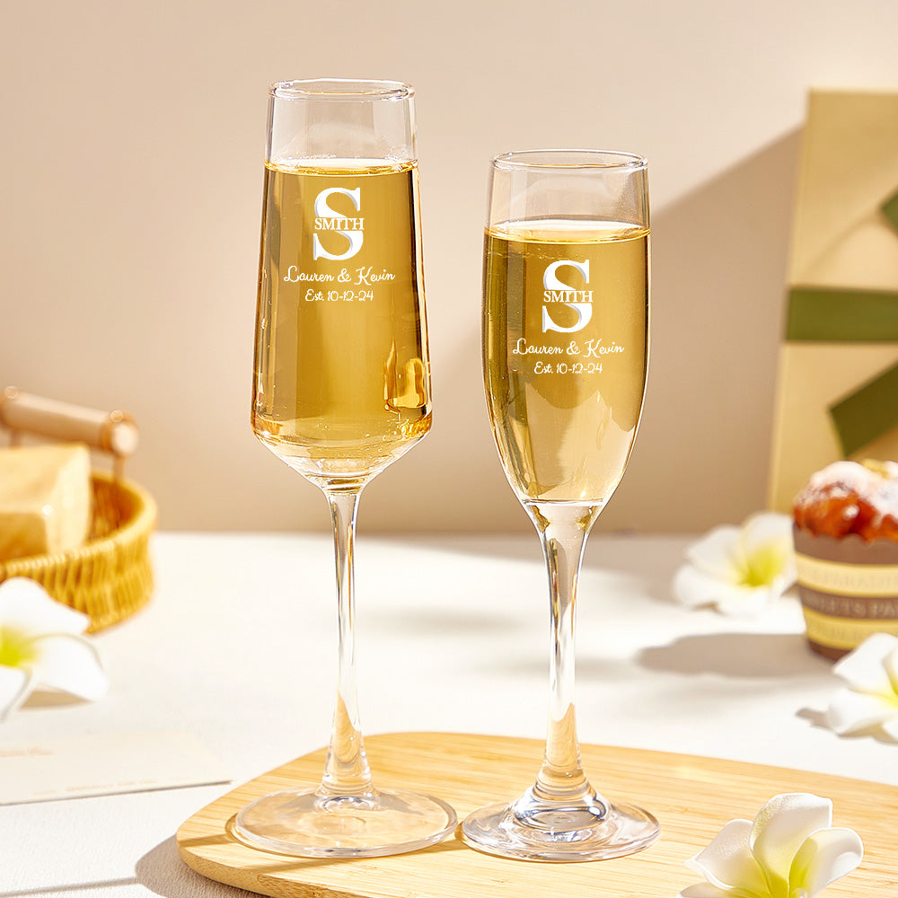 Personalized Bride and Groom Wedding Champagne Flutes Gift for Newlyweds - MyFaceTshirt