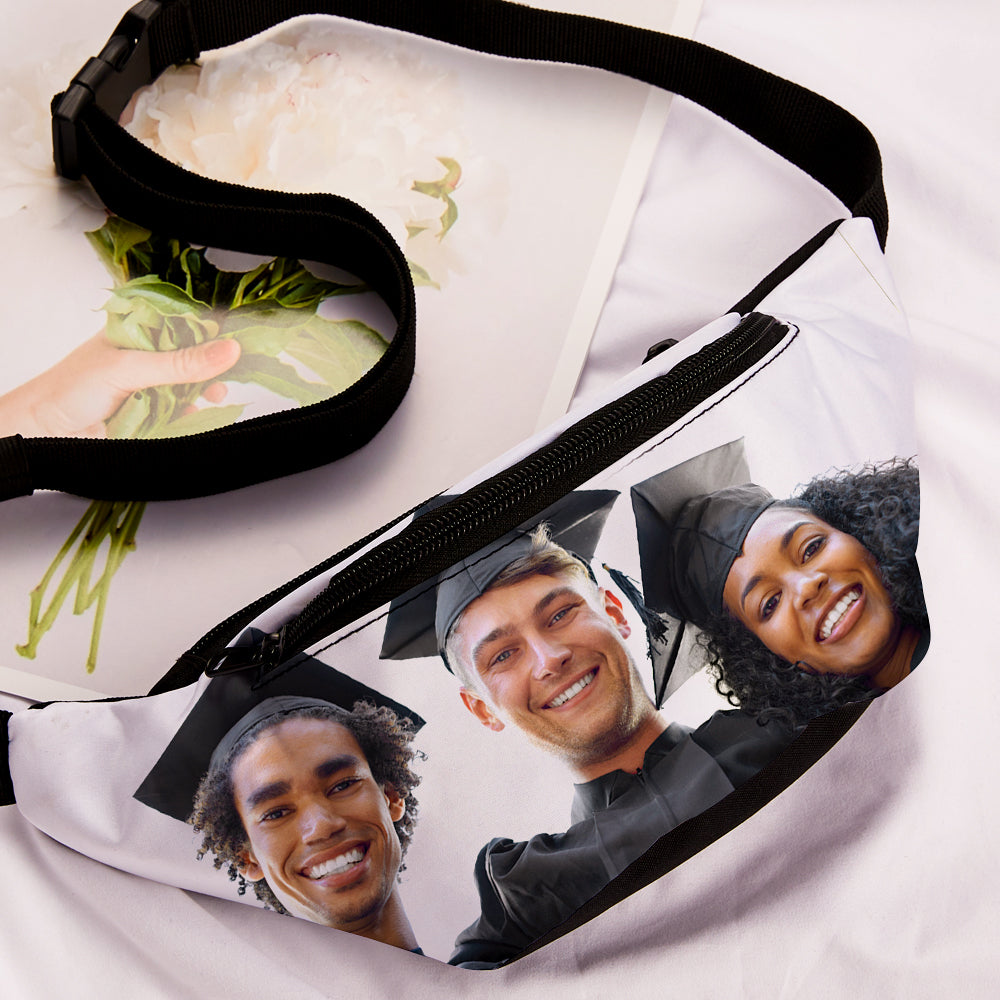 Graduation Gift Photo Waist Bag Personlized Picture Sports Bag Custom Full Print Pack - MyFaceTshirt