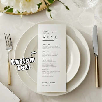 Personalized Minimalist Wedding Menu Card Wedding Dinner Menu - MyFaceTshirt