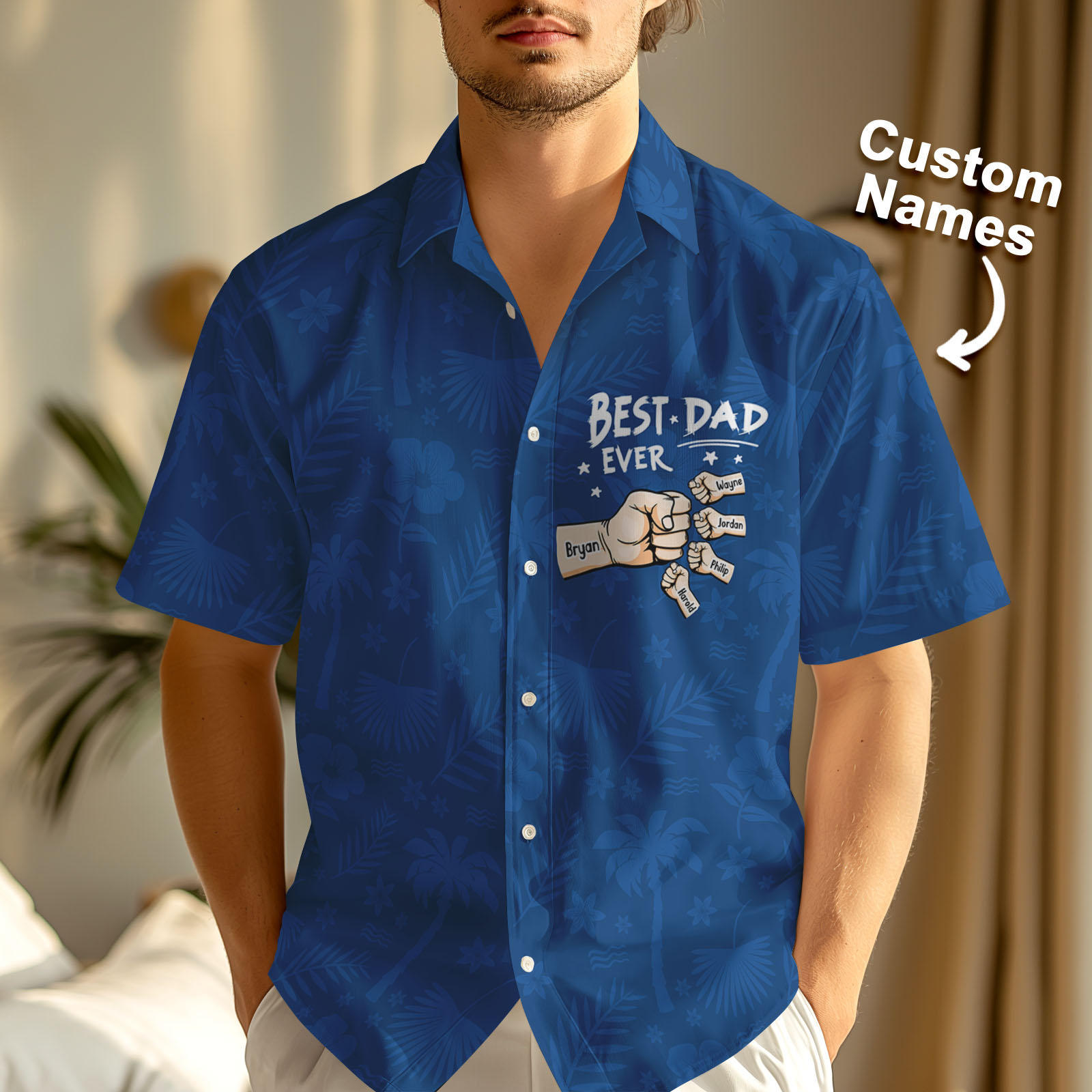 Custom Fists Hawaiian Aloha Shirt Gift Custom Button-down Shirt Gift For Dad