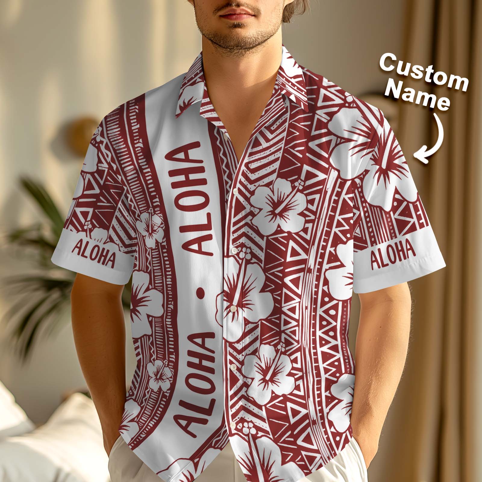 Custom Engraved Flowers Shirt Personalized Name Hawaiian Shirt Gift To Him