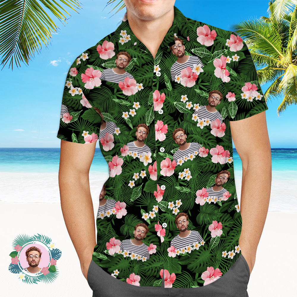 Custom Vintage Hawaiian Shirts Photo Button-down Shirts With Hawaiian Style Pattern Gifts For Him - MyFaceTshirt