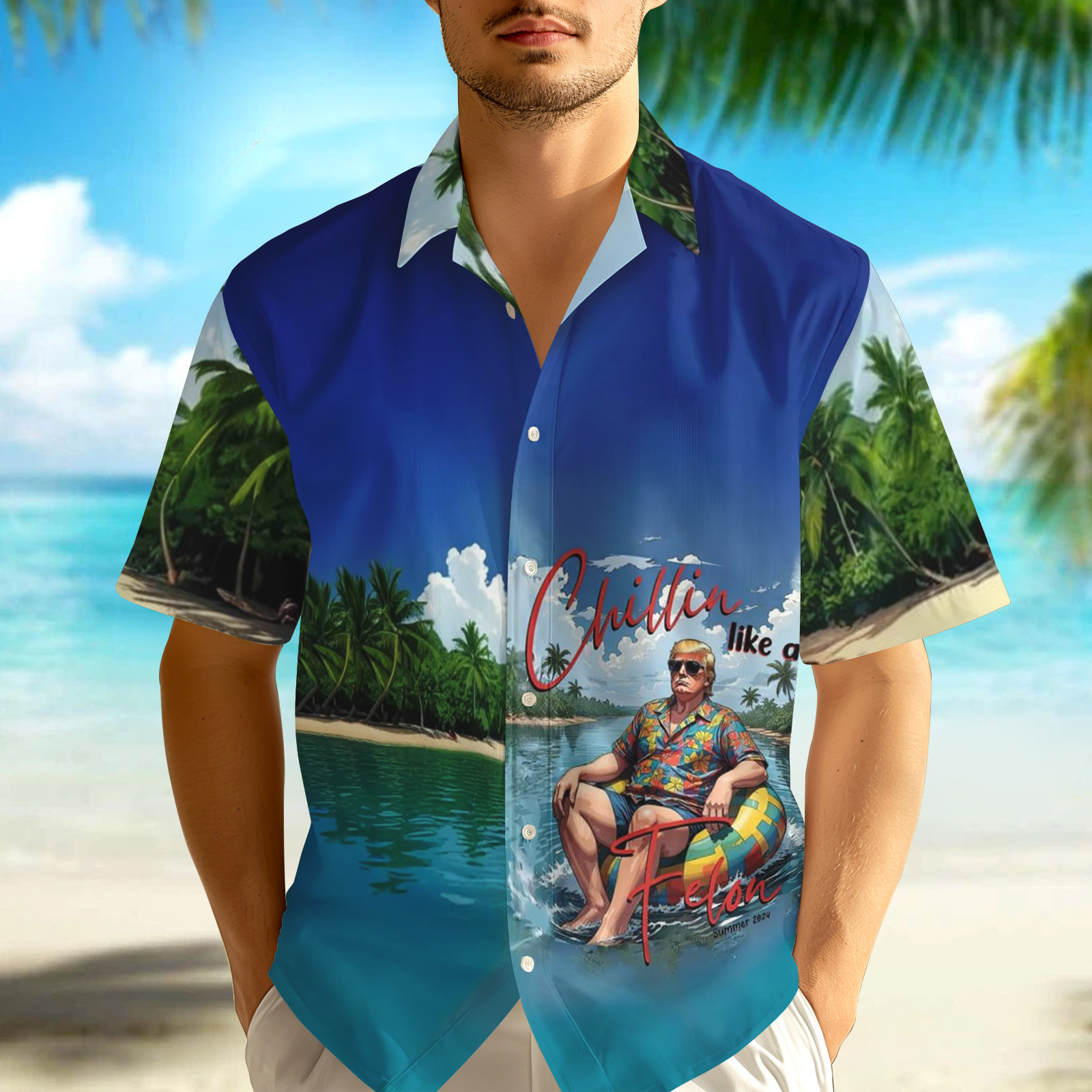 Chillin Like A Felon Summer 2024 Trump President Hawaiian Shirt