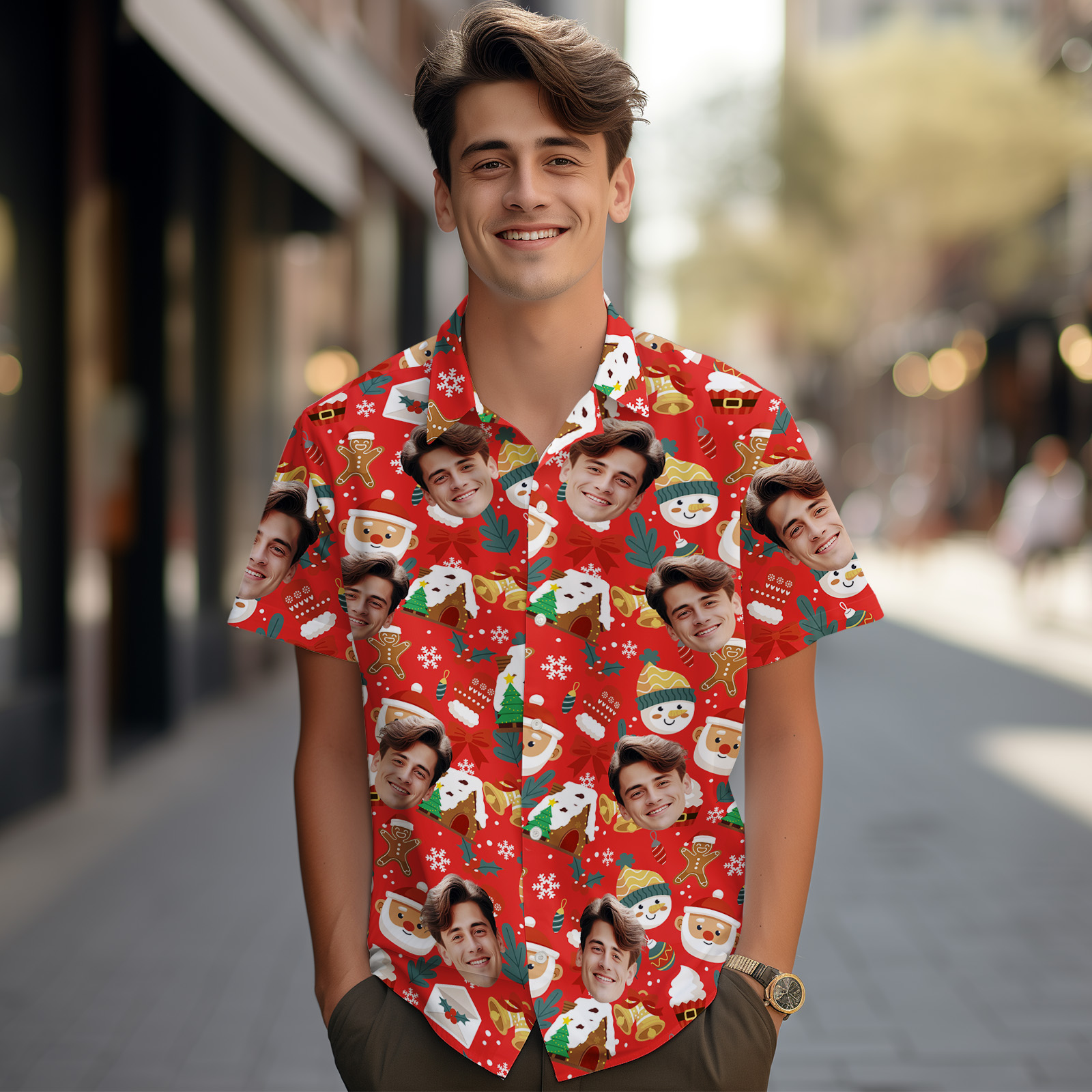  Custom Photo Hawaiian Shirt Personalized Christmas Snowman Hawaiian Shirt Gift For Christmas