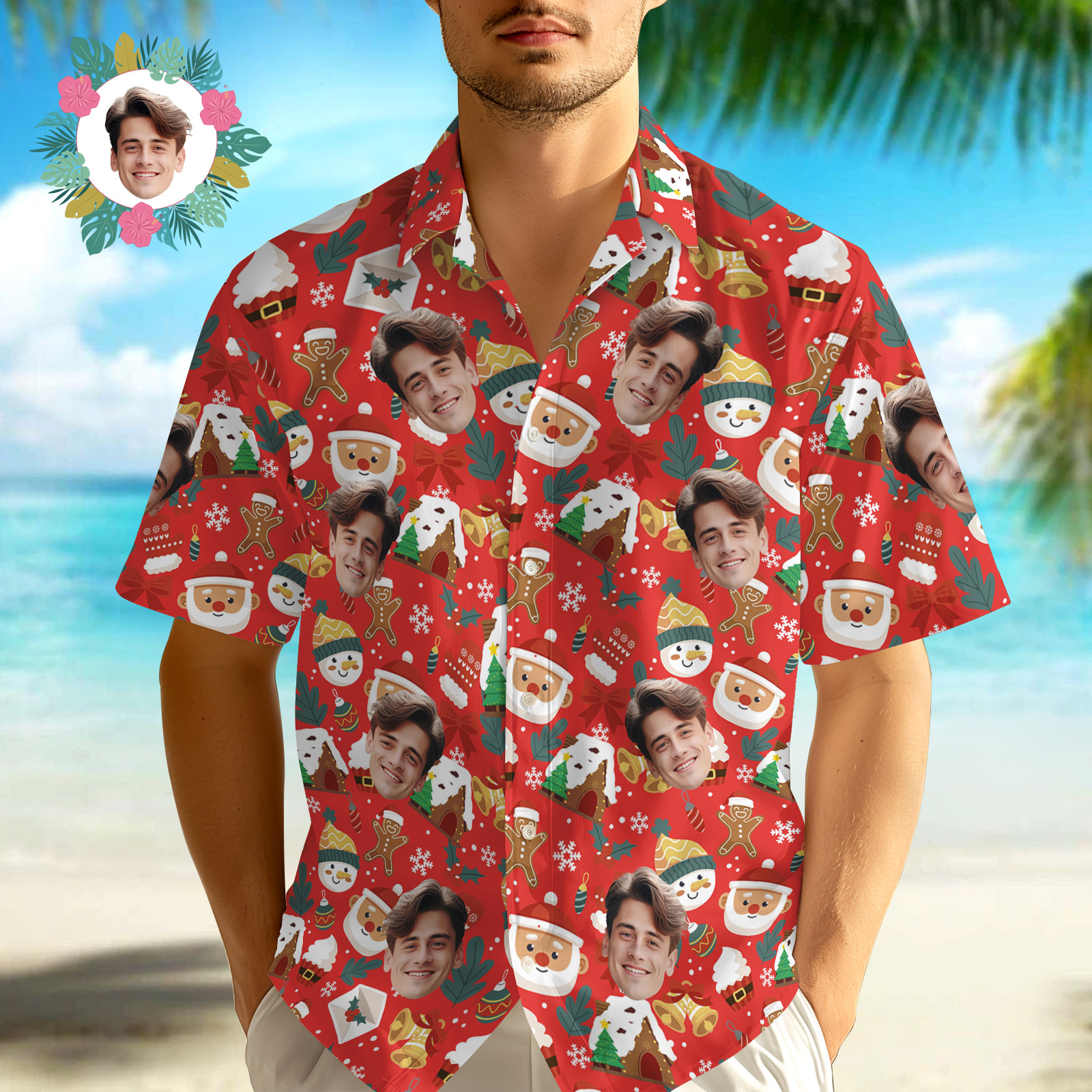  Custom Photo Hawaiian Shirt Personalized Christmas Snowman Hawaiian Shirt Gift For Christmas