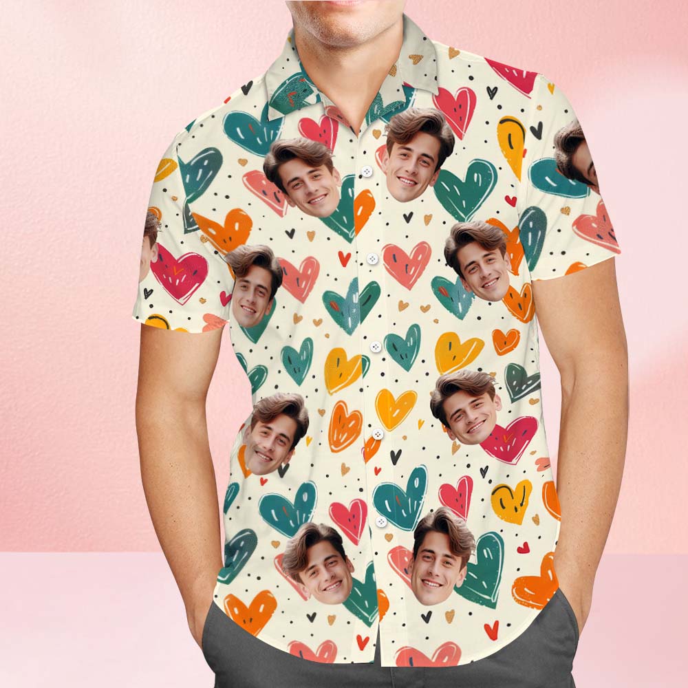 Custom Hawaiian Shirt Personalized Floral Heart Shirt Valentine's Day Gift For Him