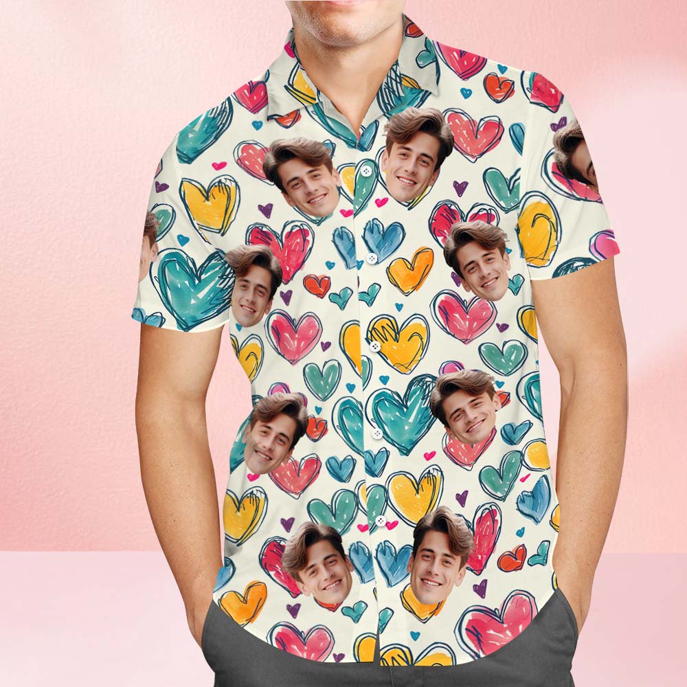 Custom Hawaiian Shirt Personalized Line Love Heart Shirt Valentine's Day Gift For Him