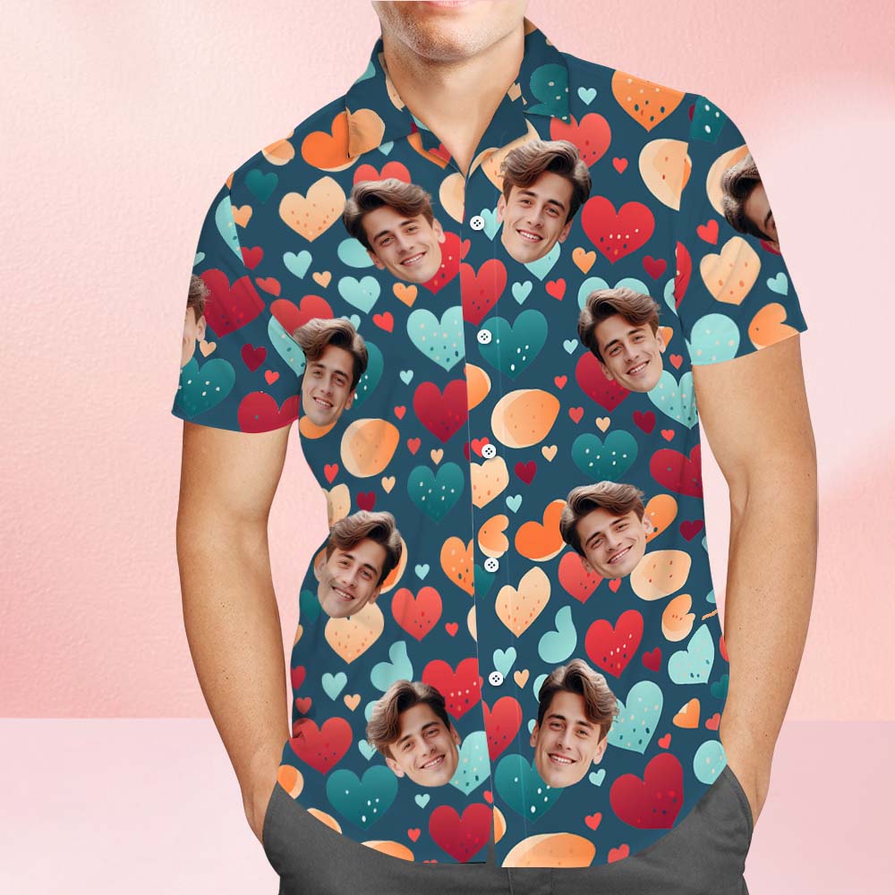 Custom Hawaiian Shirt Personalized Cute Heart Love Shirt Valentine's Day Gift For Him