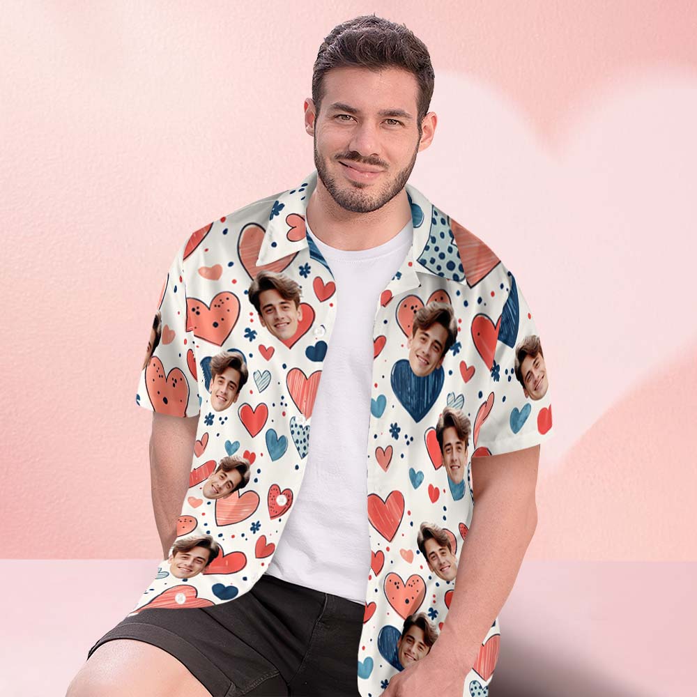 Custom Hawaiian Shirt Personalized Flower Heart Love Shirt Valentine's Day Gift For Him