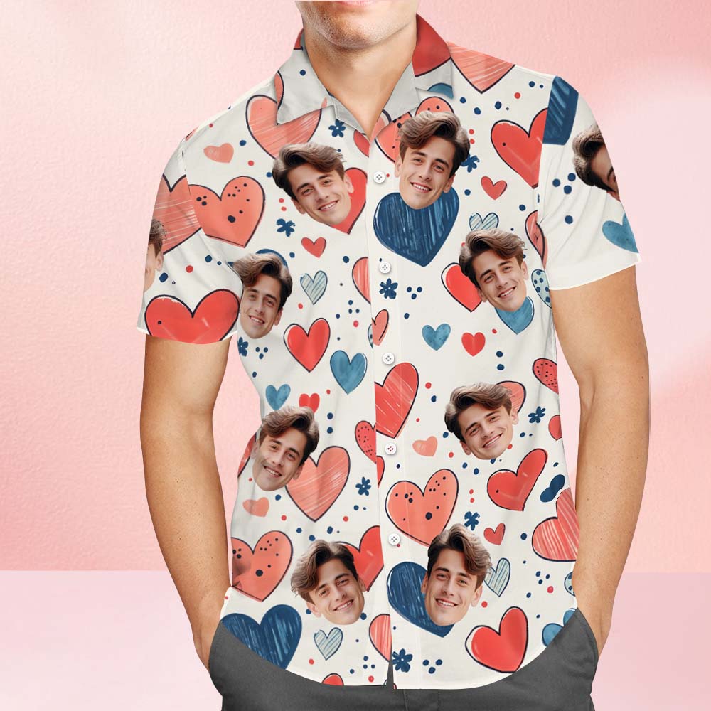 Custom Hawaiian Shirt Personalized Flower Heart Love Shirt Valentine's Day Gift For Him