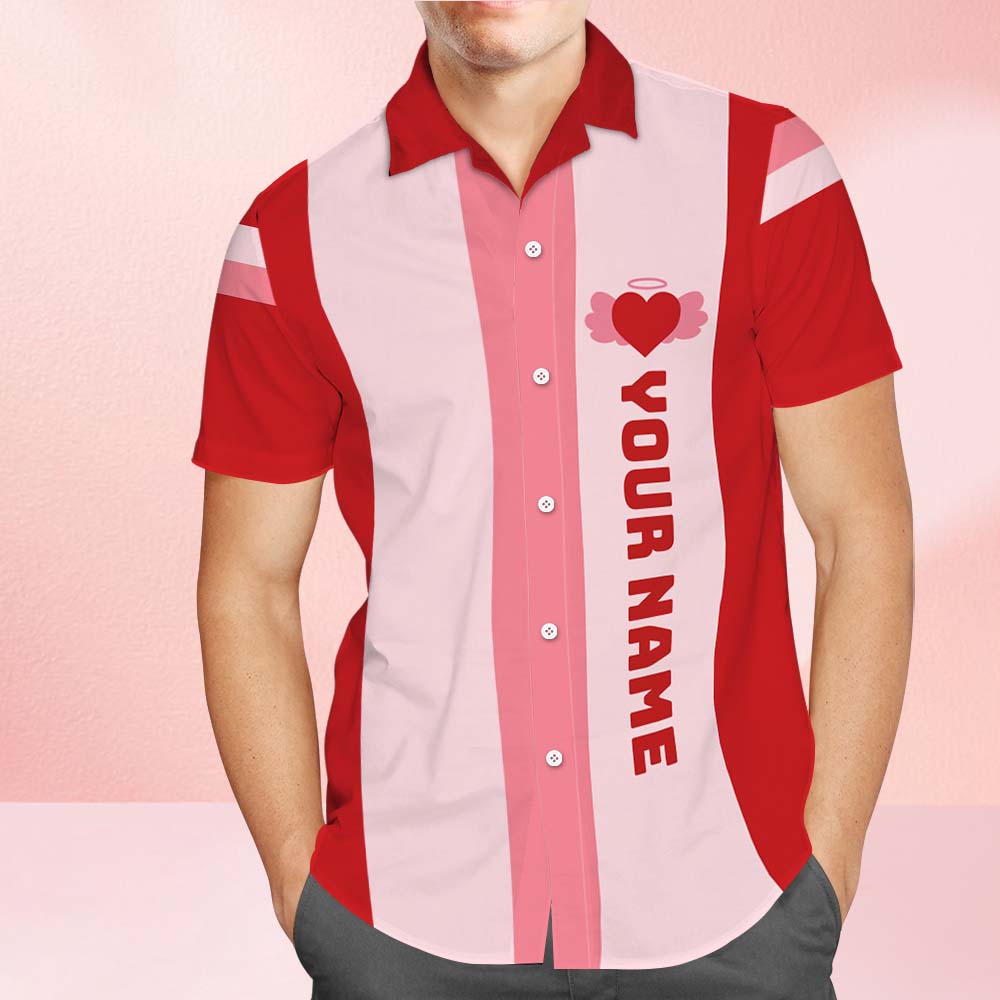 Custom Valentine Vibes Hawaiian Shirt Personalized Name Shirt Love Shirt For Men Valentine's Day Gift