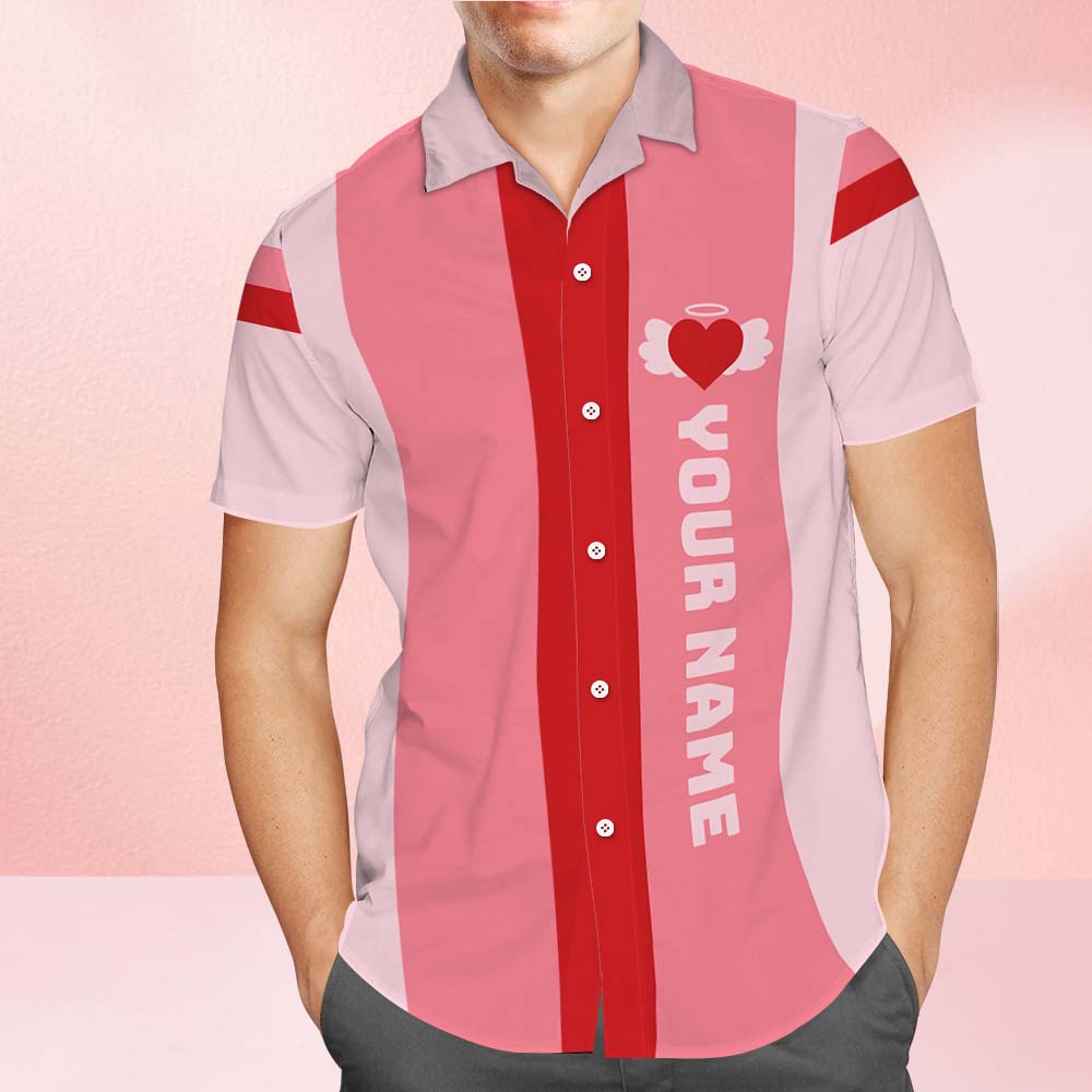 Custom Valentine Vibes Hawaiian Shirt Personalized Name Shirt Love Shirt For Men Valentine's Day Gift