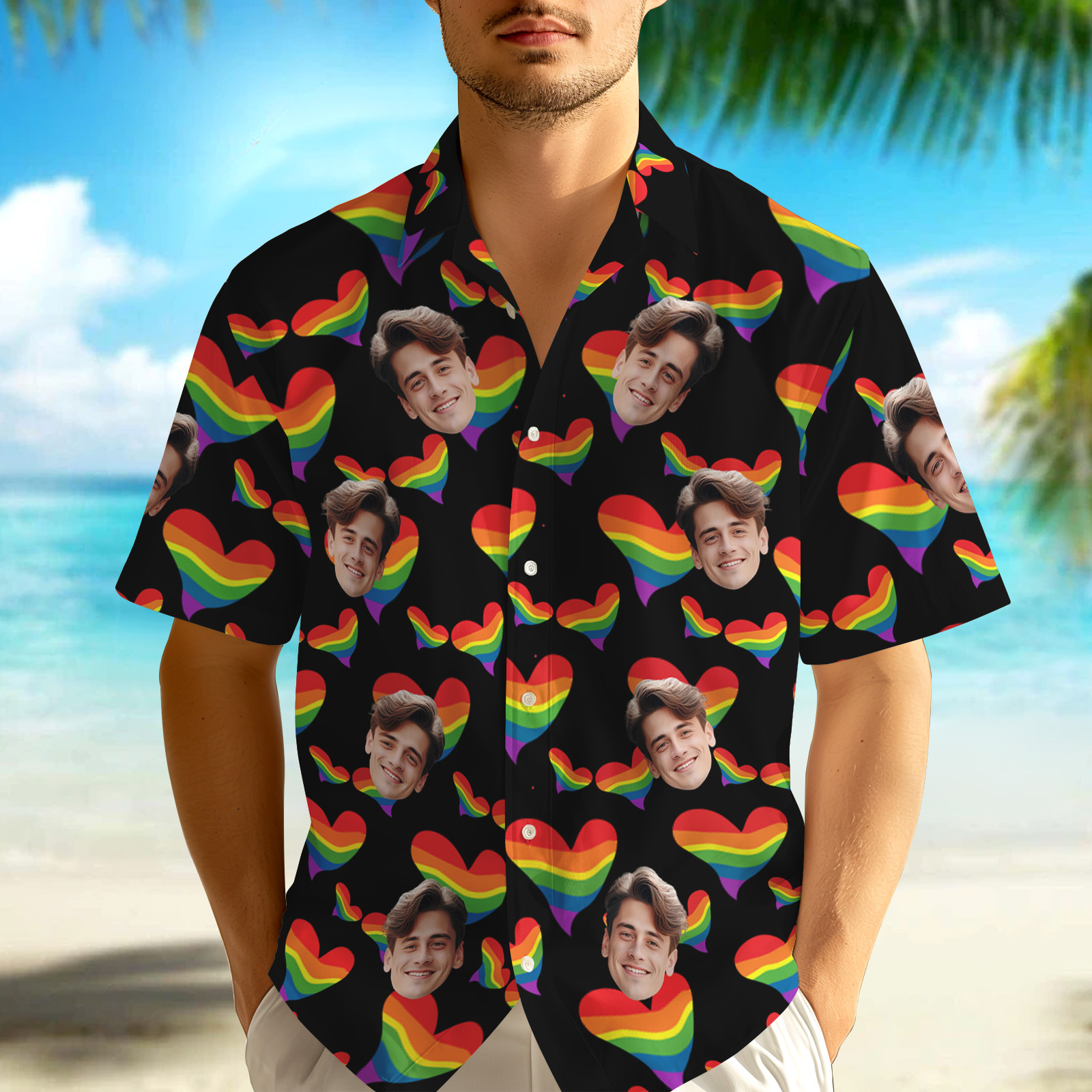 Personalized Couple Lgbt Hawaiian Shirt Lgbtq Pride Matching Couple Hawaiian Set Lesbian Rainbow Aloha Shirt Gift For Him