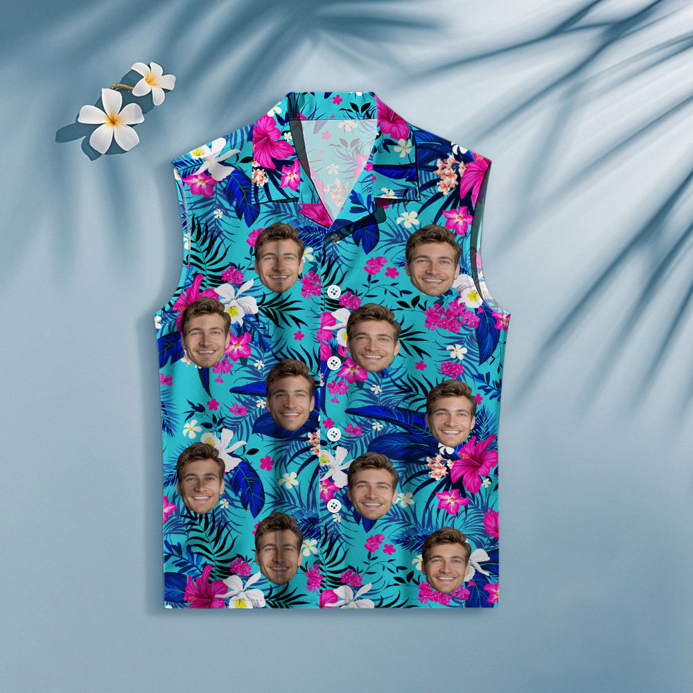 Custom Hawaiian Shirts With Face Colorful Flamingo Aloha Beach Shirt -