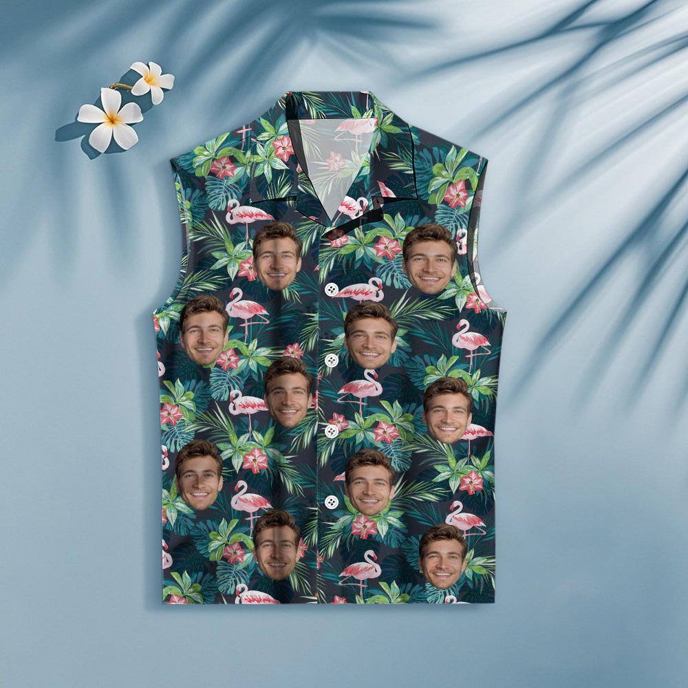 Custom Hawaiian Shirts With Face Colorful Flamingo Aloha Beach Shirt -