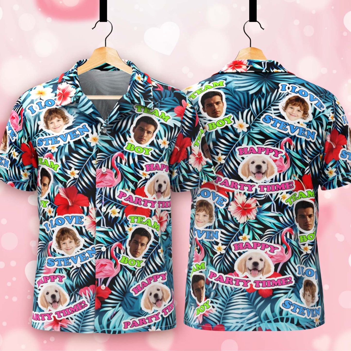 Camicia Hawaiana Personalizzata Con Foto, Camicia Hawaiana Personalizzata Con Foto Di Cane E Gatto, Regalo Per Papà - 