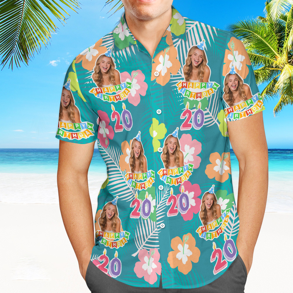 Custom Photo Hawaiian Shirts Personalized Hawaiian Shirt for Men Bachelor Birthday Party Shirt