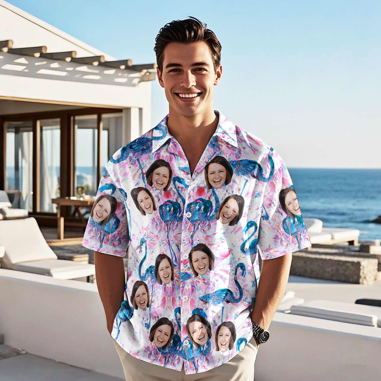 Personalized Fun Face Print Hawaiian Shirt Custom Photo Gift