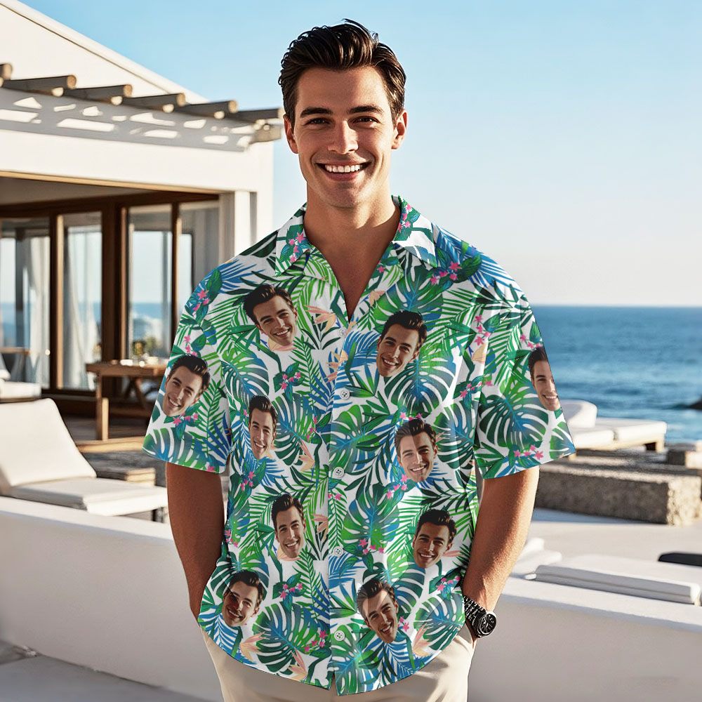 Custom Tropical Pattern Hawaiian Shirt Personalized Photo Hawaiian Shirt Party Gift Summer Gift