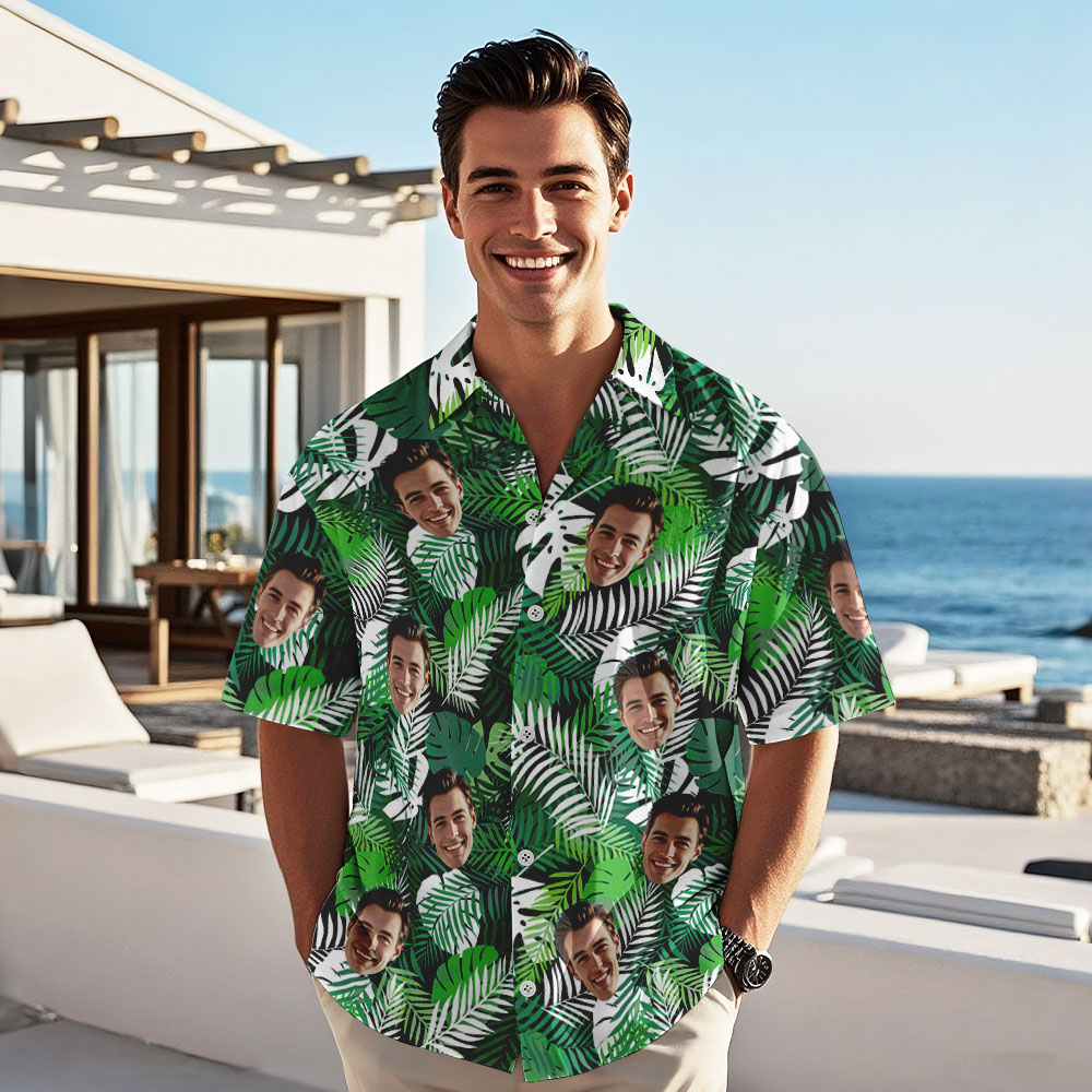 Custom Tropical Pattern Hawaiian Shirt Personalized Photo Hawaiian Shirt Party Gift Summer Gift