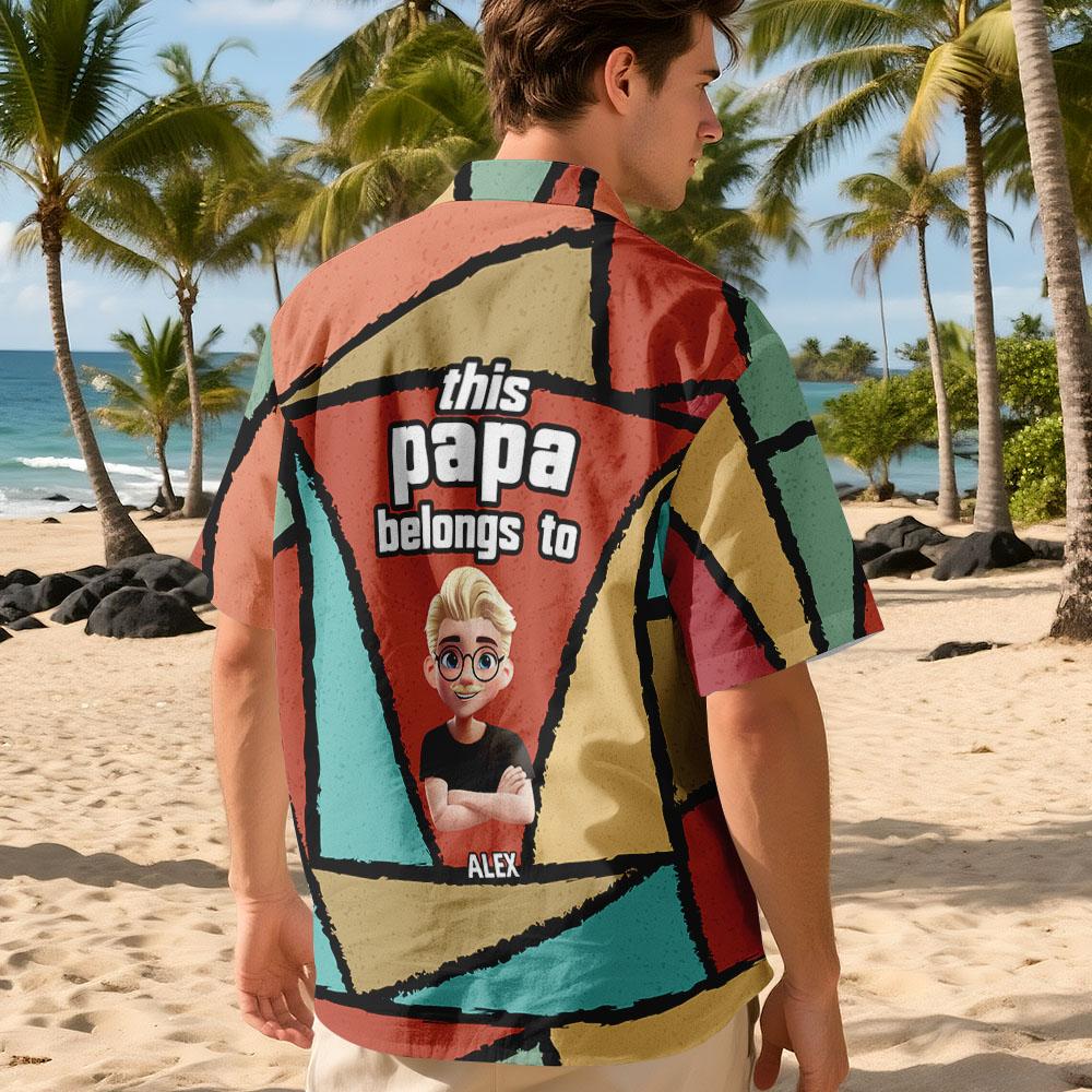 3D Cartoon Kid This Papa Grandpa Dad Belong To Personalized Hawaiian Shirt