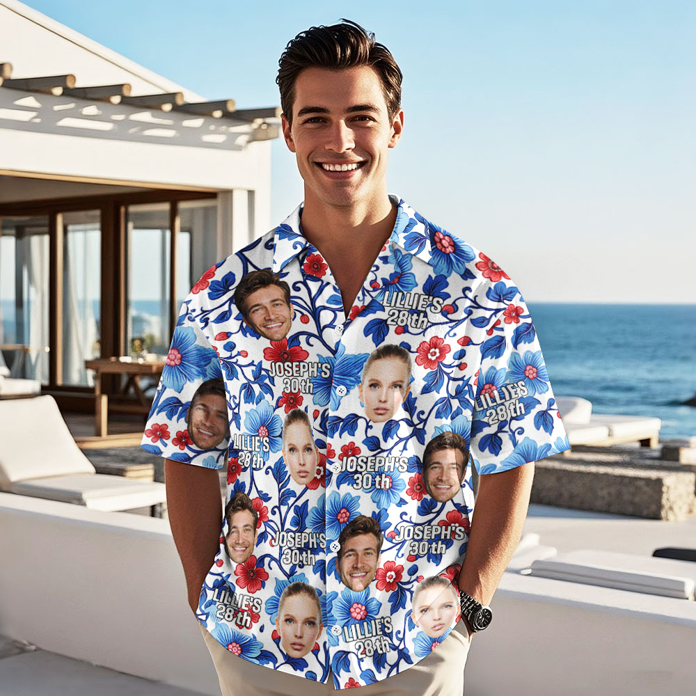Custom Photo Hawaiian Shirt The Festive Fun & Personalized Gift Tropical Birthday Vibes! 